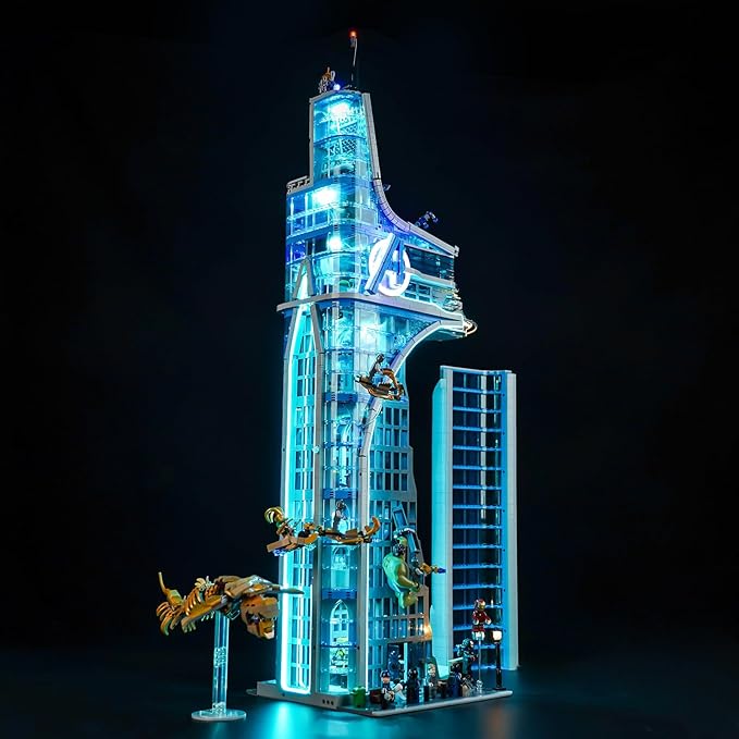 Upgraded Led Light Kit for Lego Avengers Tower Battle Building Toy Set Remote Version Compatible with Lego 76269 Gift Idea for Boys Girls and Kids (Model Not Included)