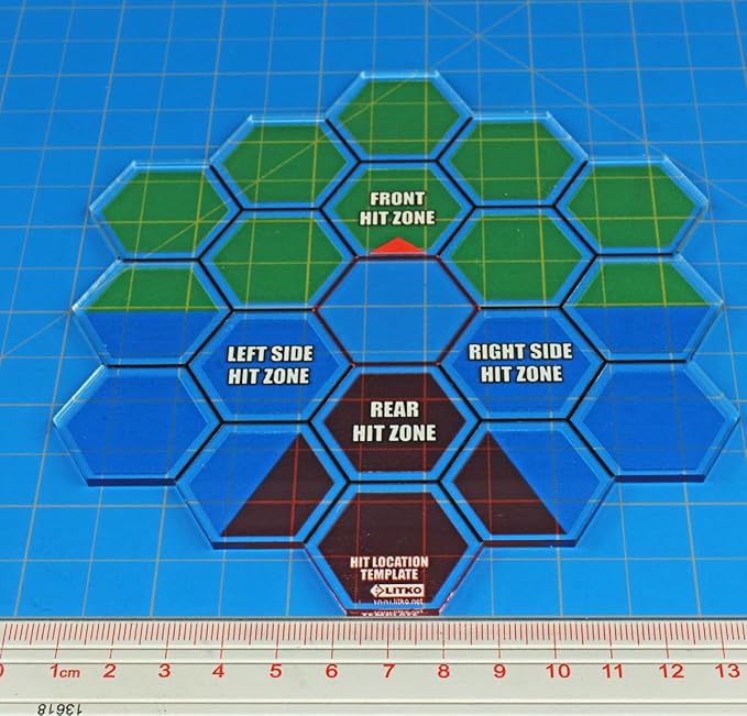 LITKO Fire Template | Mecha Hex Map Hit Location Template | Compatible with Battletech | Alpha Strike | Battleforce (Mecha Hex Map Hit Location Template)