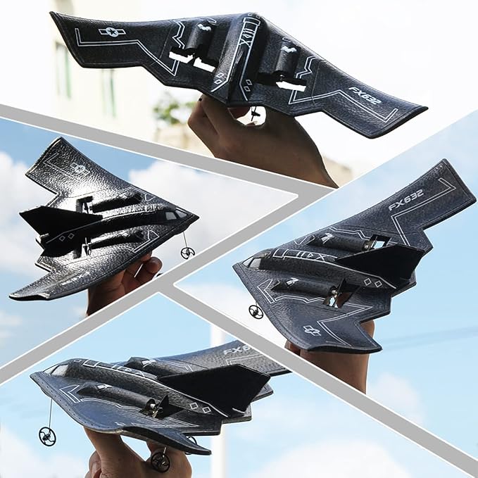 fisca RC Airplane Remote Control B-2 Spirit Stealth Bomber Plane 2.4Ghz 2CH Foam Drone Ready to Fly Aircraft Toy for Kids and Adults