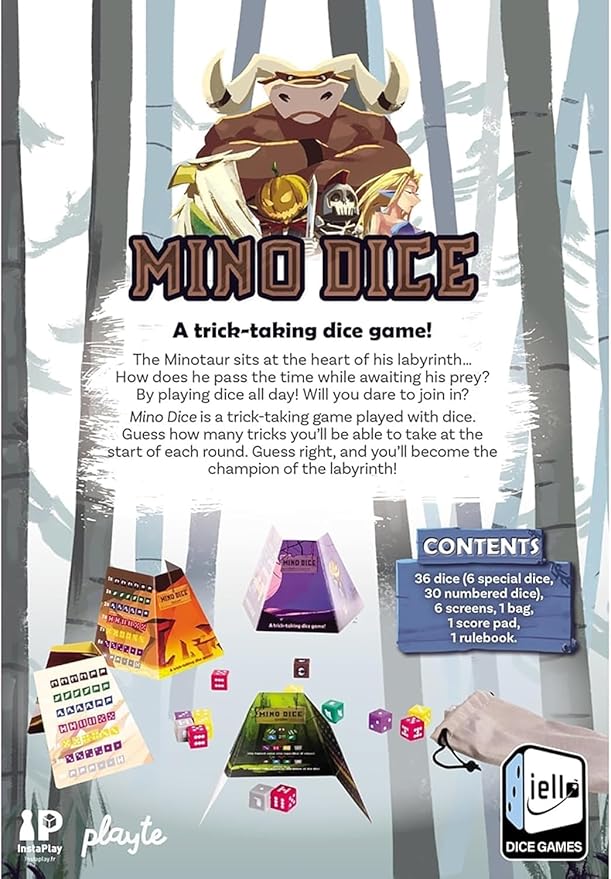 IELLO: Mino Dice - Family Bidding Board Game Trick-Taking Dice &amp Card Game Become Champion of The Labyrinth Fantasy Ages 8+ 3-6 Players 30 Min