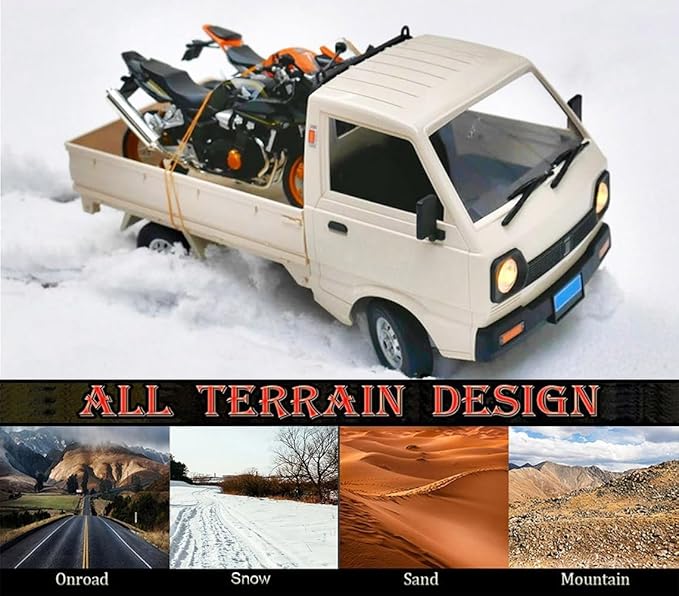 RC Kei Truck WPL D12 RC Car 1/10 Scale RC Drift Car Remote Control Kei Truck RTR 2.4G RWD 260 Motor Proportional Throttle Steering Dual Rate Carry Pickup Hobby Toys for Adult