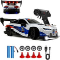 RC Drift Car 2.4GHz 1:24 Scale 4WD 25KM+/H High Speed Model Vehicle with LED Lights Drifting Tire Racing Sport Toy Car for Adults Boys Girls Kids Gift (White)