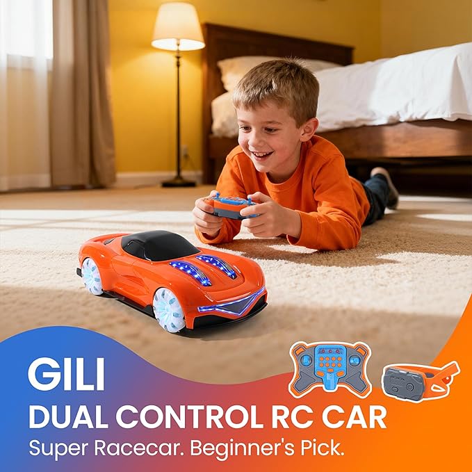 GILI RC Supercar for Kids Ages 3–8 – Dual Control Remote and Gesture – LED Lights 360 Spin Drift – Beginner Friendly – Exciting Birthday for Boys &amp Girls