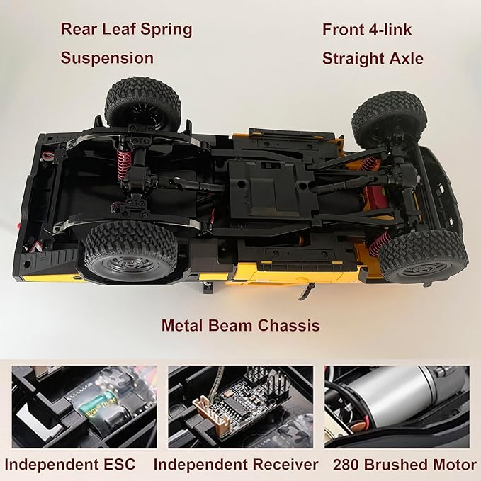 RC Rock Crawler 4x4 MN82T RC Truck with Crane Hook 1/12 Scale Remote Control Tow Truck Hobby for Adult All Terrain 280 Brushed Motor 2 Speed Proportional Control Upgraded ESC Receiver