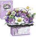 MEIEST Flower Bouquet Building Blocks Model SetSimulation Artificial Rose Handheld Gift BoxBonsai Plant Building Bricks ToysHome Decor (Mist Purple)