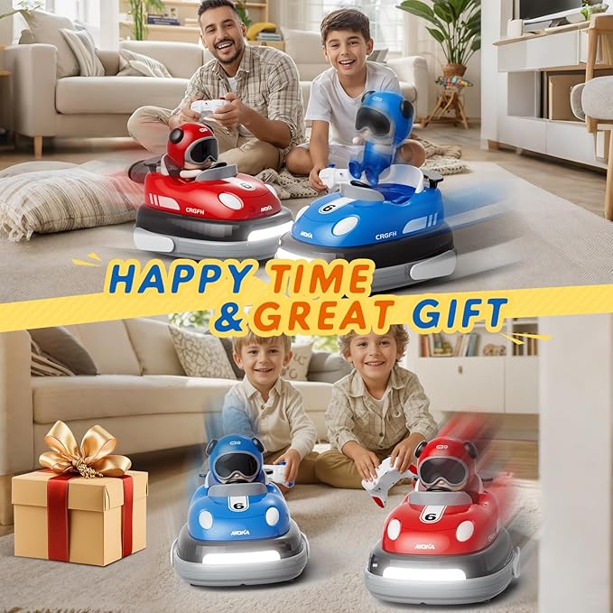 2-Player Battle 2-5 rc Car Toddler Boys Easter Toy | Cartoon Remote Control Bumper Cars with Light &amp Sound – Racing Set (Drift + Collision Modes) | 360° Spinning | Rechargeable Kids’ Race Cars