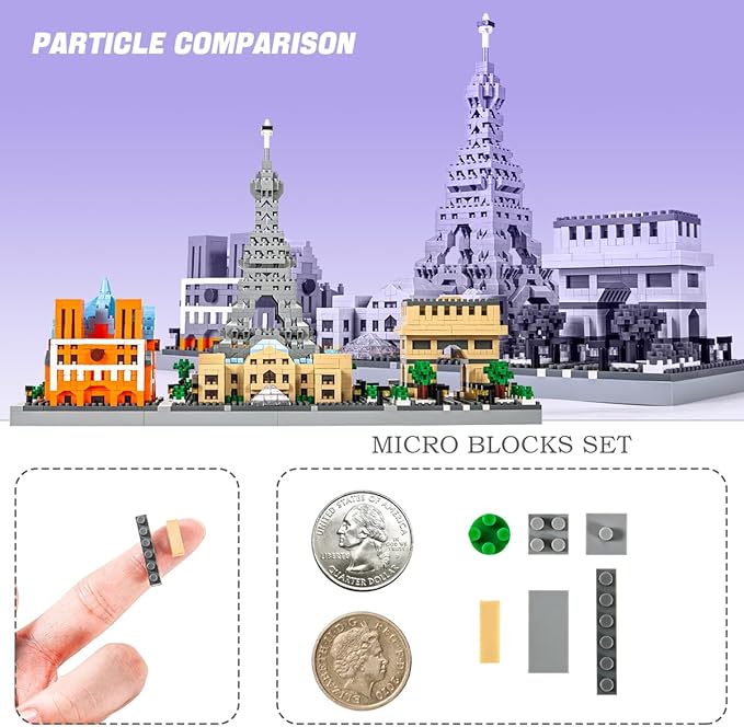 DAHONPA Paris Skyline Architecture Micro Mini Building Blocks Set(2462 Pieces) Gift for Kids and Adults