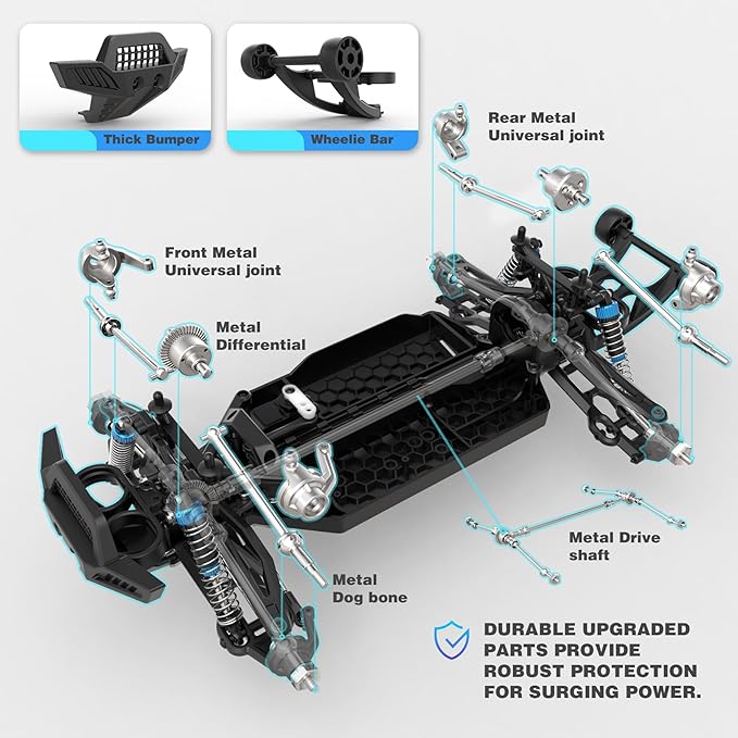 Hosim 1:10 Brushless RC Cars for Adults &amp Boys 60+ KMH Big Remote Control Car 4x4 Off Road Monster Truck 40+ Min Play Waterproof All-Terrain RC Truck Hobby Grade Electric Toy Vehicle Gift