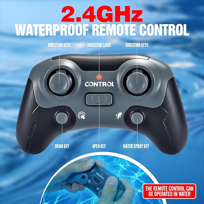 Remote Control Swimming Mosasaurus Toy 2.4GHz Waterproof Design 24-Inch Dinosaur Water Toy with Spray Function