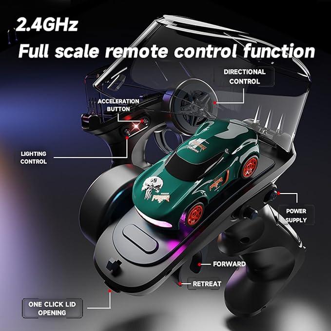 Mini RC Car 1:64 Scale Supercar Toy Car &amp Remote Control Integrated Design 26km/h High Speed Fun MINI RC Vehicle. (Black)