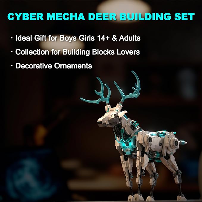 Steampunk Building Blocks for Adults Teens 14+ Mecha Reindeer Toy Buildings Sets DIY Model Building Kits Room Home Office Decor Birthday 1566PCS