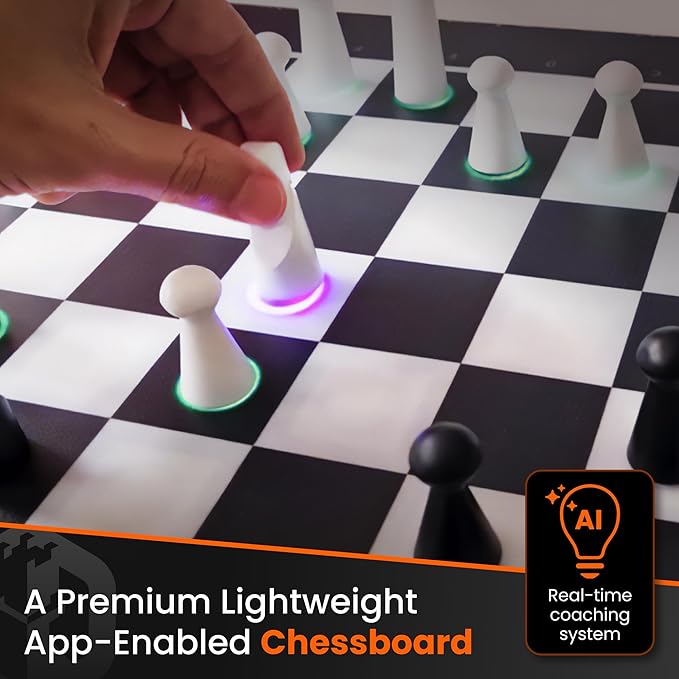 GoChess Mini - AI Electronic Chess Board Game Light Up Chess Set for Adults &amp Kids for All Skill Levels with Online Play App - Perfect as a Gift for Smart Board Games Lovers