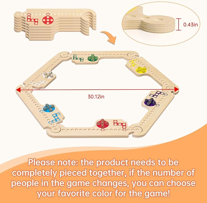 Jokers and Marbles Board Game Wooden Marble Game for 2-6 Players Portable Jokers Game with 30 Marbles 3 Decks of Cards 2 Storage Bags for Family Game Night and Holiday Party