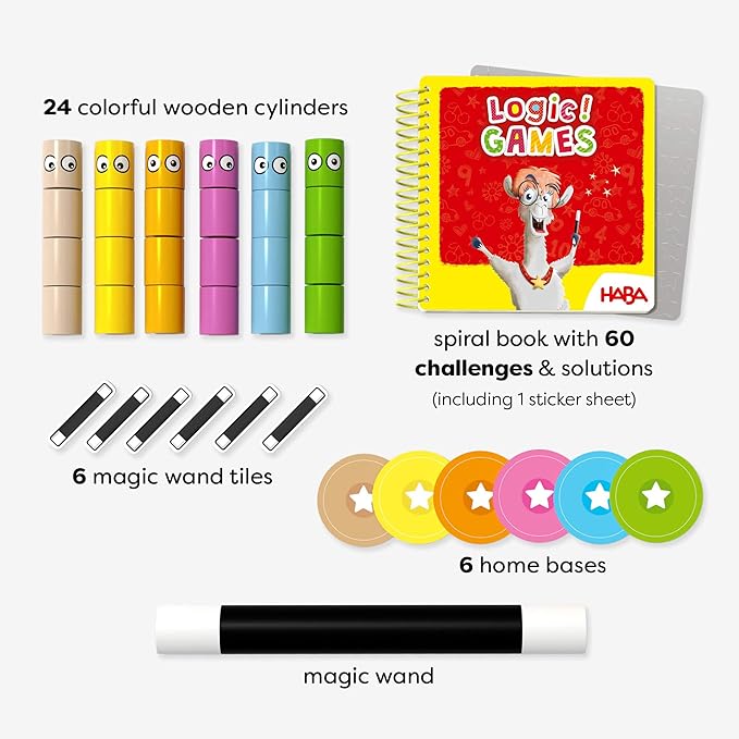 HABA Amanda's Alpacas Stacking Puzzle Game: 60 Logic Challenges and Brain Teaser Puzzles for Kids Ages 5+ Smart Games to Develop Fine Motor Skills &amp Problem Solving