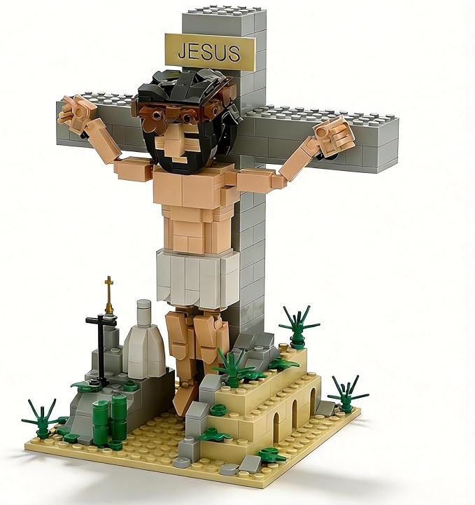 Jesus Building Blocks Set - 401 Pcs Crucifixion Nativity Set for Kids &amp Adults - Religious Easter Gifts Bible Stories Sunday School Educational Toy Inspiring Christian Home Decor Display