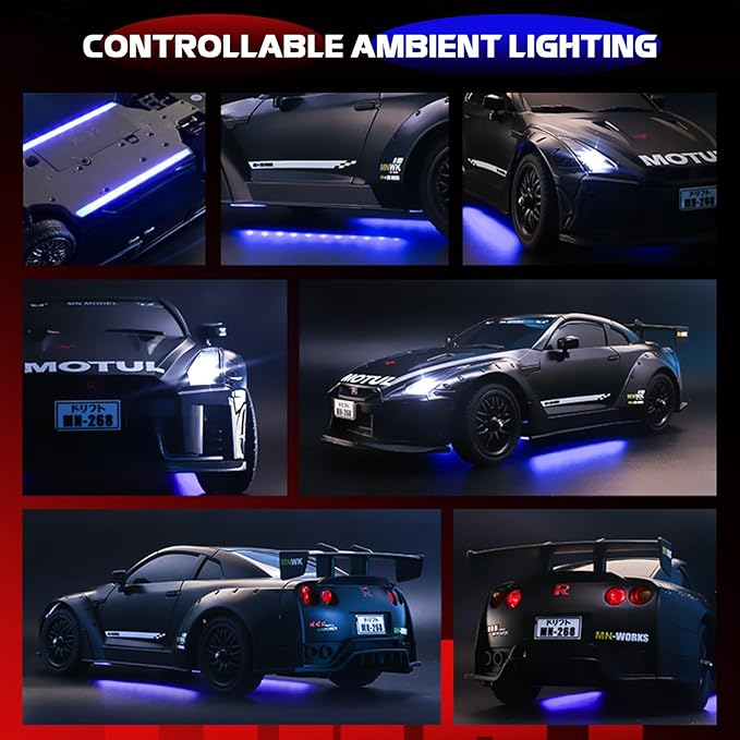 1/16 Scale RC Drift Car MN-268 RWD Mini RC Vehicles Model with Gyro Spare Tires &amp LED Lights for Adults Hobby Toy Gifts (Black)