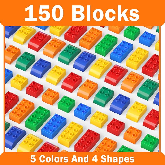 Building Blocks for Toddlers 2-5 Including a Baseplate 150 Piece Big Building Blocks for Kids Block and Bricks Set Educational Toys for Children Boys Girls All Ages Compatible with All Major Brands