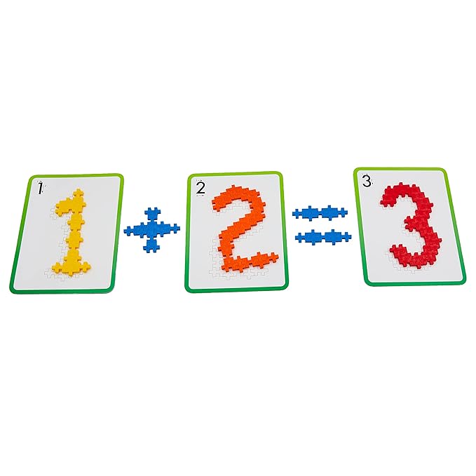 PLUS PLUS - Learn to Build ABC &amp 123 - 400 Pieces 40 Flash Cards - Construction Building STEM / STEAM Toy Interlocking Mini Puzzle Blocks for Kids
