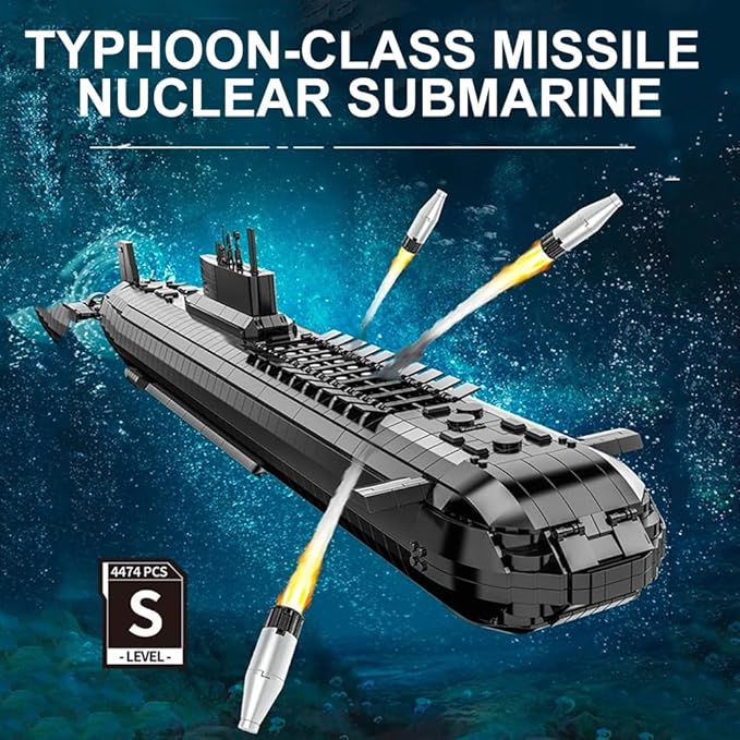 941 Nuclear Submarine Military Series Battleship Building Kit 4474 Pieces - The World's Largest Nuclear Submarine Toy Gift Ship Building Block Set for Adult Collection