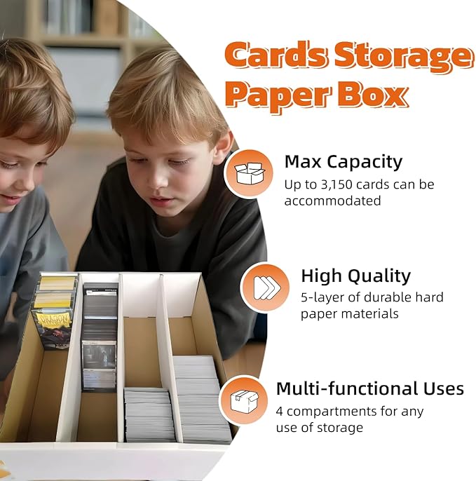 8 Set Sports Card Storage Boxes 3150 Count Bulk Card Trading Cards Collection Box Cardboard Card Storage Box for Card Game Baseball Card Sorting Tray Cases Cards with 10 Dividers Collector Cards Boxes