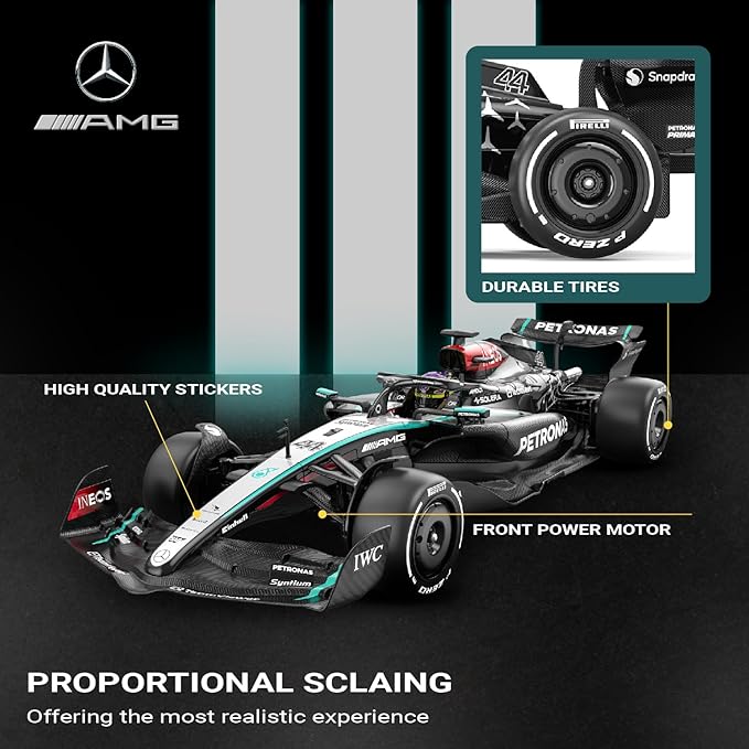 Voltz Toys Mercedes-AMG F1 W15 1:12 Scale RC Car – Officially Licensed Formula 1 Remote Control Race Car 2.4GHz for Boys Girls and Collectors (1:12 Mercedes-AMG F1 W15)