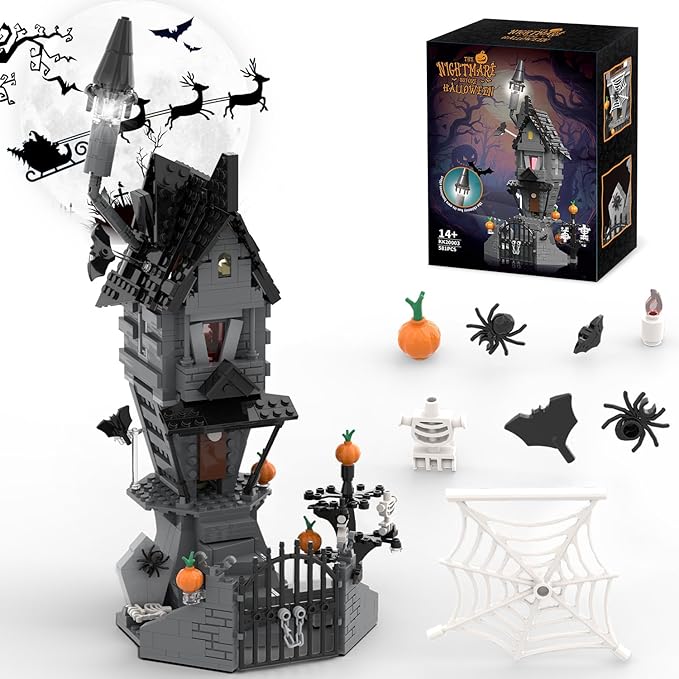 Haunted House Building Toys with Light Night Before Halloween Haunted Mansion Building Set for Movie Fans and Kids Compatible with Lego 581 PCS
