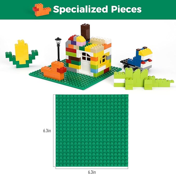 1000 Pieces Building Blocks Classic Stackable Base Plates 3 6.3 x 6.3 Blue Gray and Green Base Plates Compatible with All Major Brands