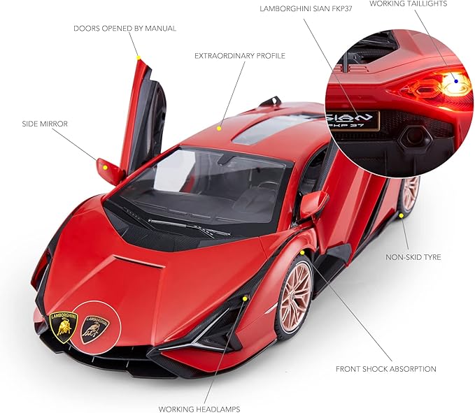 RASTAR RC Car Lamborghini Sián FKP 37 1/14 Remote Control Car Lamborghini RC Toy for Kids Boys - RED