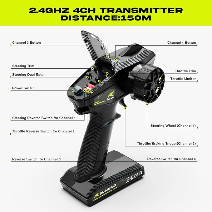 AMORIL 1/10 RTR Brushless Fast RC Cars for AdultsMax 50mph Hobby Electric Off-Road Monster TruckWaterproof High Speed RC Car 4WD Remote Control Car with 3S LipoGreen