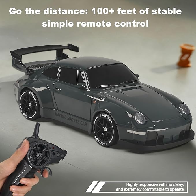 1:24 Scale RC Drift Car with LED Lights 25km/h 4WD High Speed Dual Batteries 50+ Min Play 2.4GHz Remote Control Multi-Surface Drift Tires Racing Toy Vehicle for Adults Boys Girls Royal Enforcer