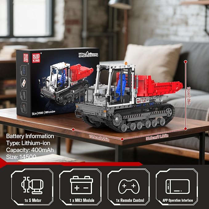Mould King Technik Crawler Dump Truck Building Sets 17083 APP Programmable Construction Large Vehicle Model Set Track-Type Dump Truck Building Set for Adult(1105 Pcs)