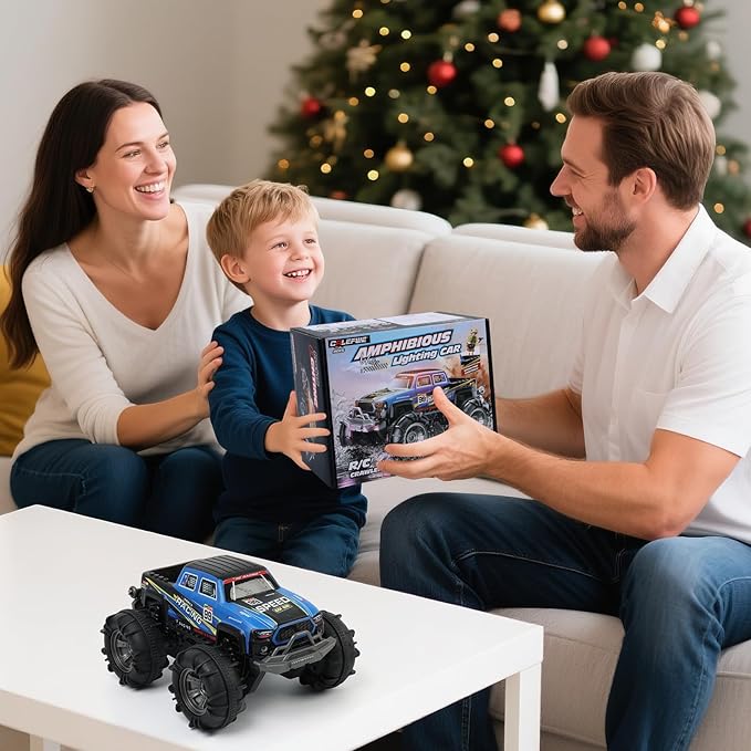 Waterproof Monster Truck Gesture RC Car 4WD Amphibious Hand Controlled Remote Control Toy for Kids All-Terrain Off-Road Vehicle for Boys Ages 6-7 8 9 10 11 12 Year Old Present