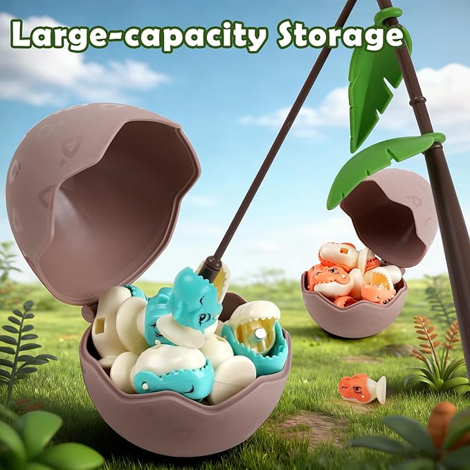 Magnetic Dinosaur Fishing Game for Kids Best Birthday Gift for 3-5 5-7 Year Old Boys &amp Girls 2-in-1 360° Rotation Fishing Toy with Balance Scale &amp Counting Player Board Game for Toddlers