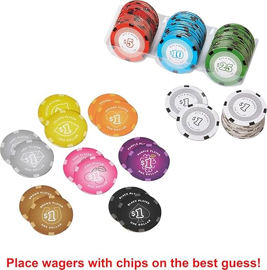 Mattel Games Wits &amp Wagers Board Game Vegas Edition Party Game with Dry Erase Boards Markers &amp Poker Chips for 5+ Players