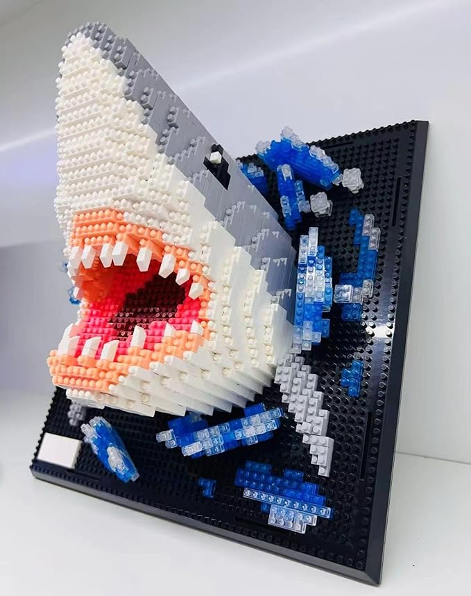 BDYDT Wall Art Shark Building Blocks Set for Adults Who Love Creative Hobbies (2166 Pieces) Toys Gifts for Kid and Adult