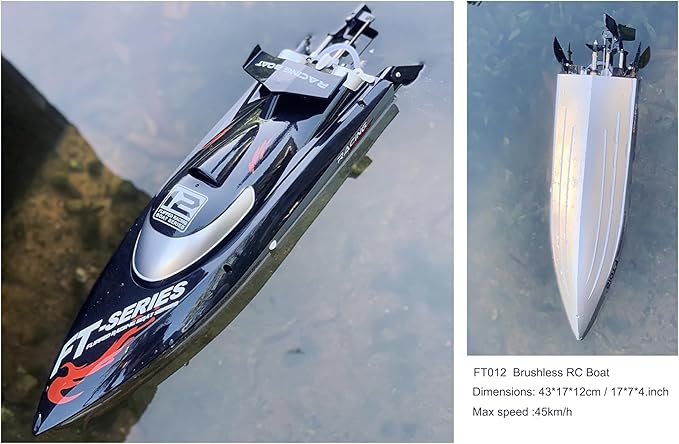 18Inch Brushless RC Speed Boat 2.4G 4WD 45-50KM/H Remote Control Watercraft Under Motor RC Submarine for 14Y+ Hobby Adults (FT012)