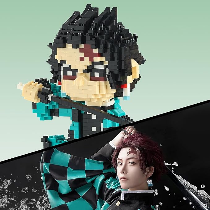 MACTANO Anime Demon Figure Micro Mini Building Set Slayer Tanjiro Kamado Building Block Toy for Adult-1187pcs