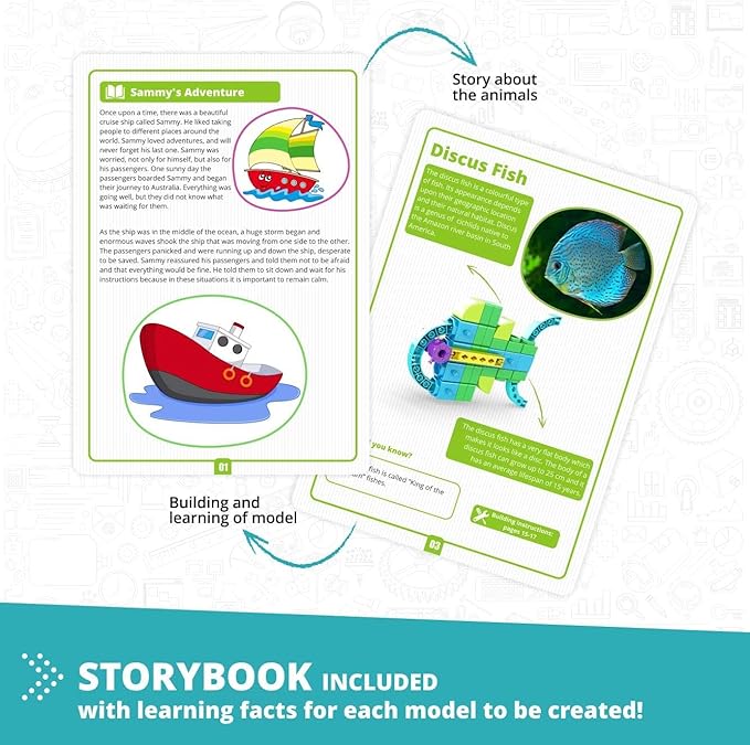 Engino STEAM Labs Learning About Sea Adventures STEAM Toys for Ages 3+ Building Blocks STEM Project for Girls &amp Boys Learning &amp Education Toys Kindergarden Activities (5 Models)