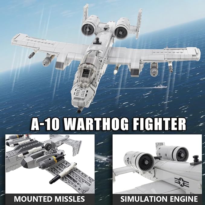 961pcs A-10 Warthog Plane Building Toys Sets Fighter Jets Building Blocks WW2 Airplane Military Model Kits Ideal Gifts for Adult