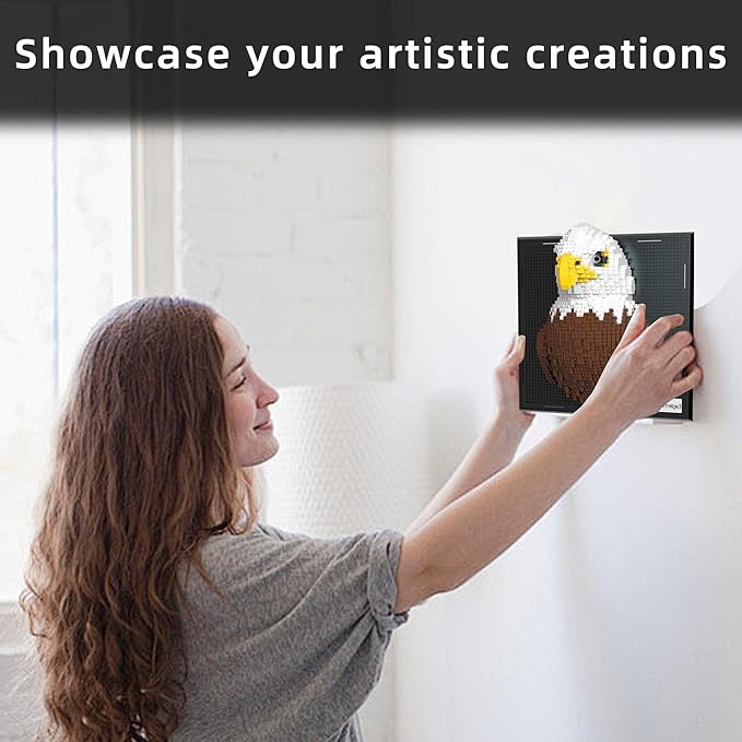 Mini Animals Building Blocks Set Eagle Mural - 3D Wall Art Eagle Micro Mini Building Block Bricks Toy Craft Kit Creative Ideals Collectible Architecture Deco Birthday Party Favor for Adult 1924PCS