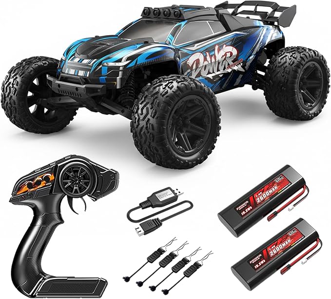 1:8 All Terrain Off Road RC Car 50KM/H Racing Drifting Climbing Monster Truck 2.4Ghz Remote Control LED Lights 2 Rechargeable 2600mAh Batteries Birthday