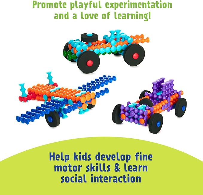 POPULAR PLAYTHINGS Playstix Building Sticks Kit for Kids Construction Stem Building Toy Gift for Boys &amp Girls - 130 Piece