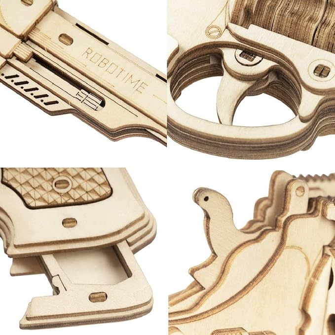 ROKR 3D Wooden Puzzle DIY Building Toys Mechanical Model - Multi-Player Game with Wood Targets &ampRubber Bands Gifts for Adults