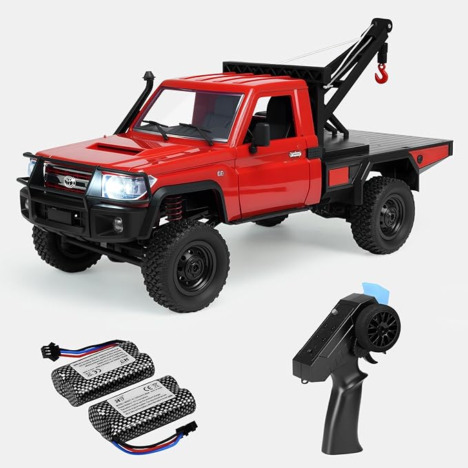 MN82T RC Rock Crawler Car 1/12 Scale Toyota Pickup Truck  2.4GHz 4WD Off-Road Remote Control Truck 2-Speed Modes 2×1200mAh Batteries All-Terrain Crawler for Adults Kids Indoor Outdoor (whth Gift)