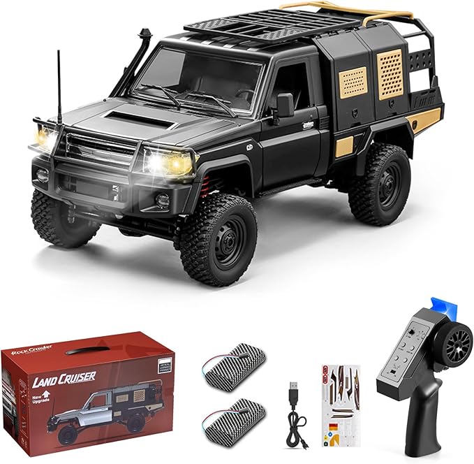 1/12 Scale RC Crawler MN-82S Remote Control Car 2.4GHz 4WD Off Road Rock Crawler Vehicle with Lights DIY Land Cruiser Pickup Truck Toy for Adults