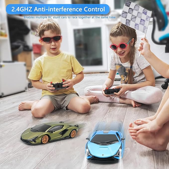 QUN XING Remote Control Car 1:24 Officially Licensed 2.4GHZ Rc Cars Lambo Sport Racing Toy Car for Kids Boys 4-7 Years Birthday Gift Blue