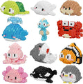 Small Toy GiftParty Favors for Kids12 Boxes Marine Animals Micro Mini Building Blocks Set Birthday Gift for Kids Ages 8-16+