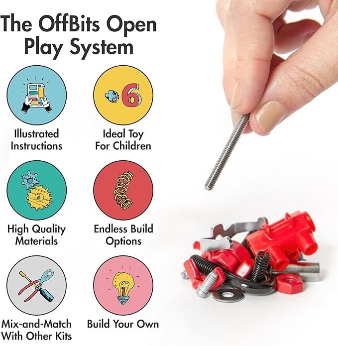The Off Bits Erector Set: Animal Mini STEM Toys for Kids 6+ Toy Building Sets with Nuts &amp Bolts STEM Building Toys Gifts for Boys and Girls (Red Moose)