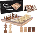 Wooden Magnetic Chess Set 15 – Foldable Board with Storage &amp Checkers Classic Family Game for Kids &amp Adults Perfect for Travel and Gifting