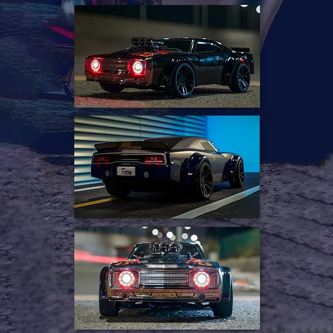 GoolRC RC Drift Car 1:16 Scale Remote Control Car 4WD 35KM/H High Speed Racing Car 2.4GHz RC Drifting Car for Adults with Cool LED Lights Extra Drift Tires and 3 Batteries (Red)